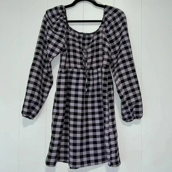 Wild Fable Lilac and Black Checkered Dress H19 - Picture 1 of 4